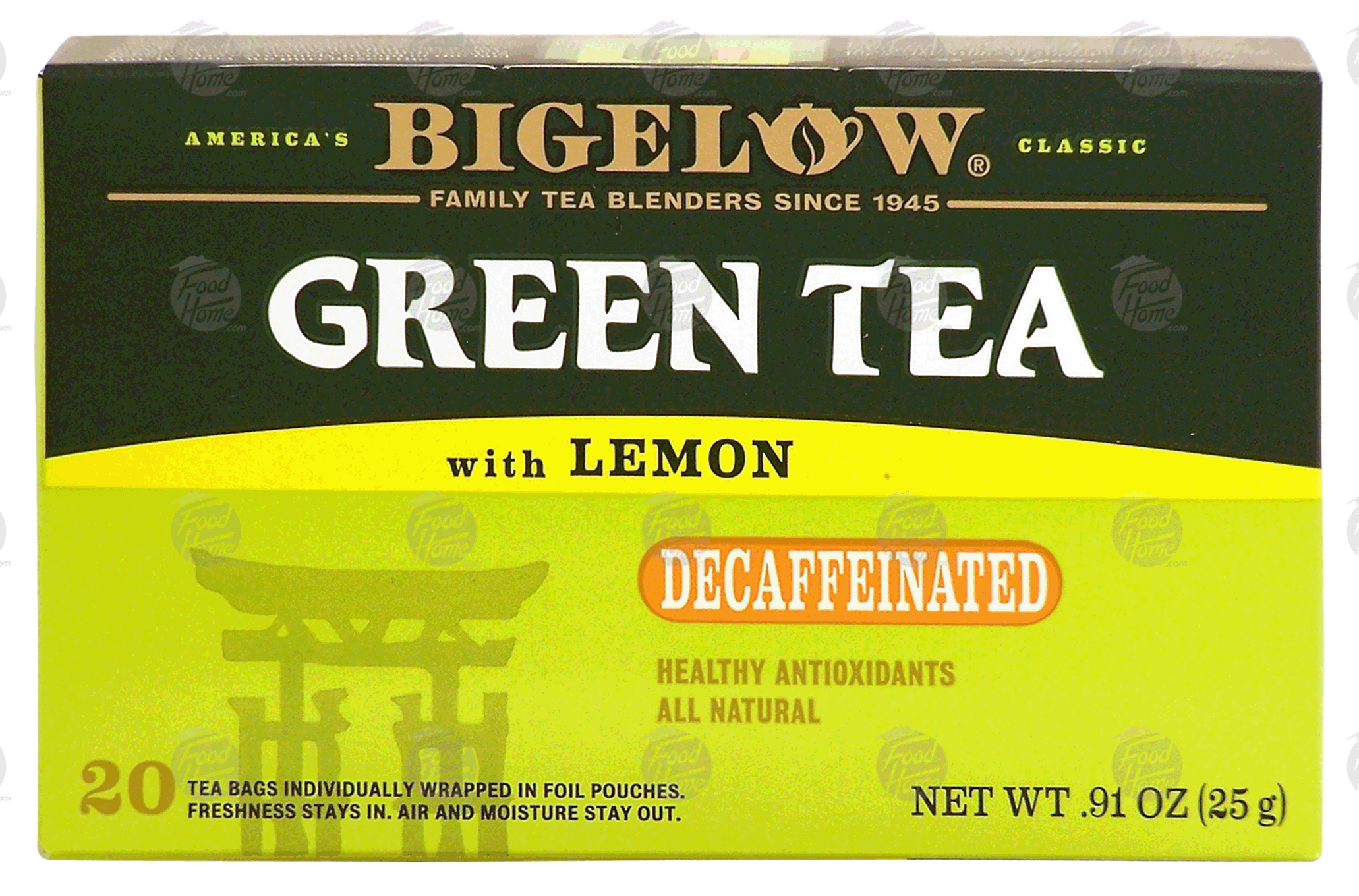 Bigelow  green tea with lemon, natually decaffeinated, 20 tea bags Full-Size Picture